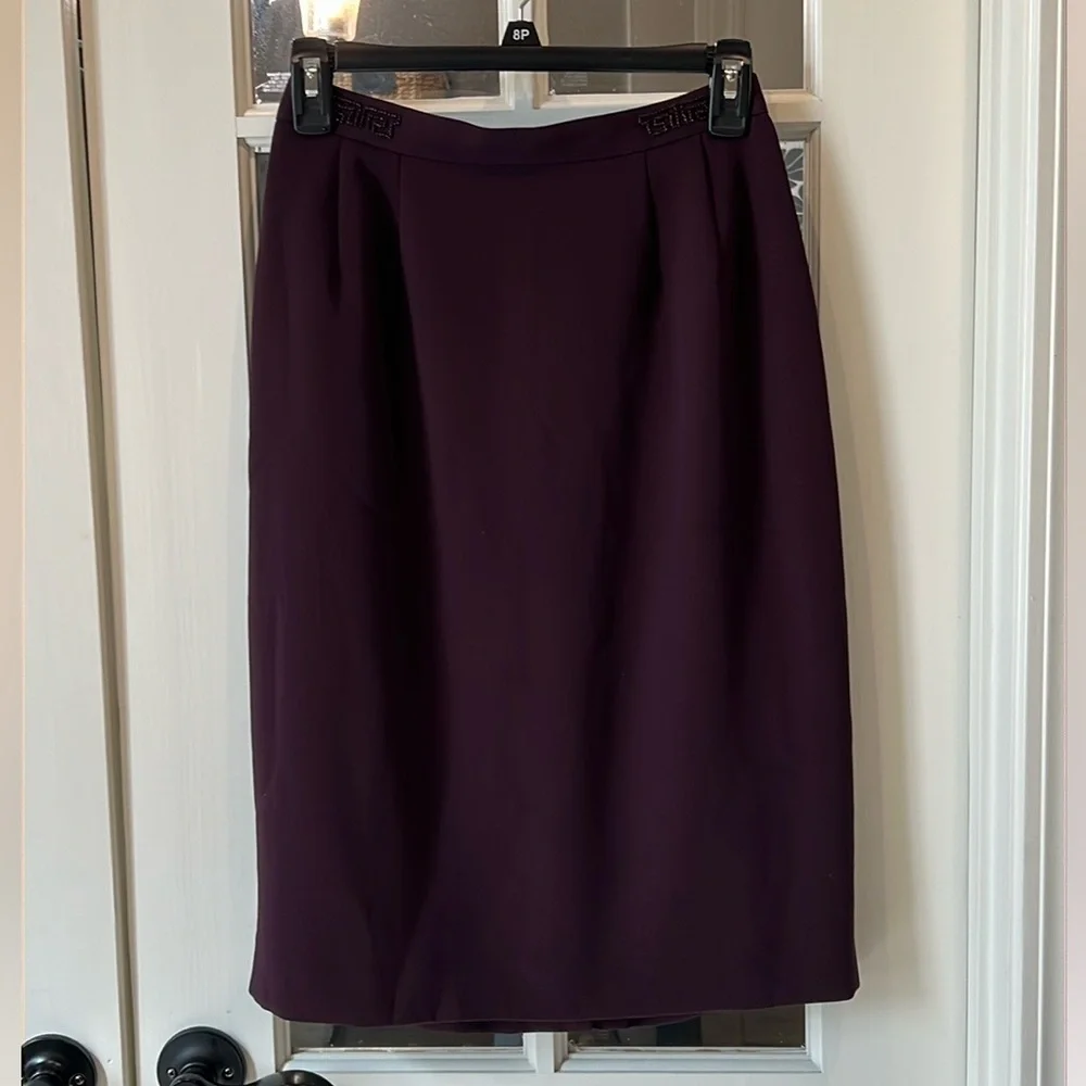 JACQUELINE FERRAR Vintage Dark Purple Midi Skirt Size 4